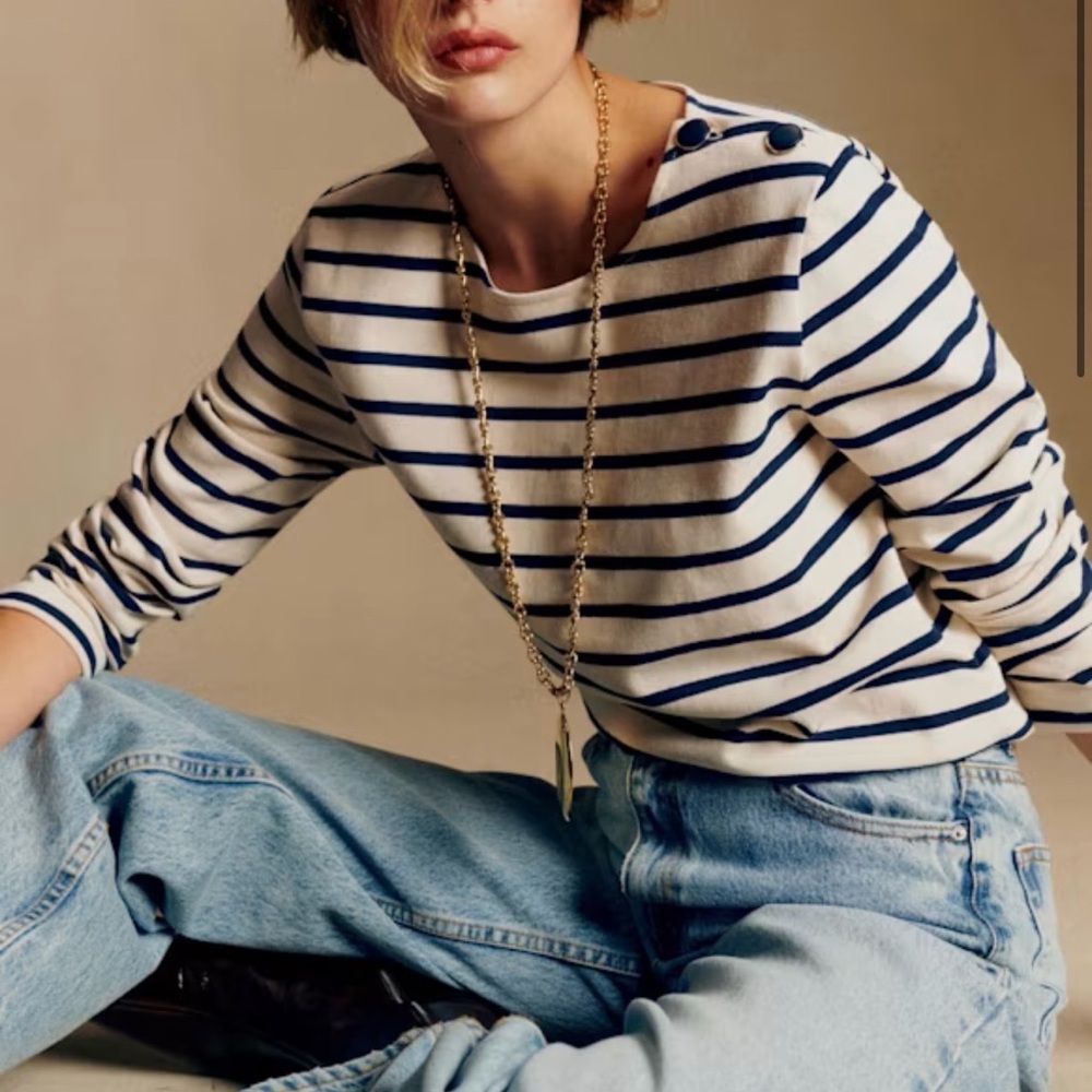 Sezane Colette Mariniere Striped Boatneck Top